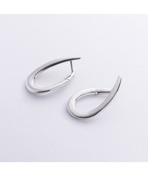 Earrings "Droplets" in white gold s08749 Onyx
