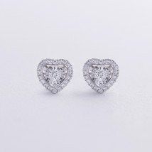 Золоті сережки - пусети "Сердечки" з діамантами сб0490cha Онікс