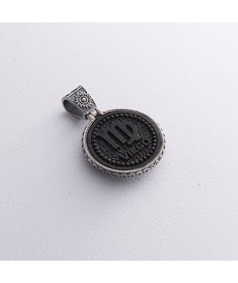 Silver pendant "Zodiac sign Virgo" with ebony 1041 Virgo Onyx
