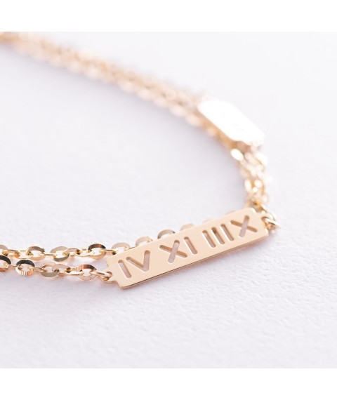 Bracelet "Roman numerals" in yellow gold b04498 Onix 19