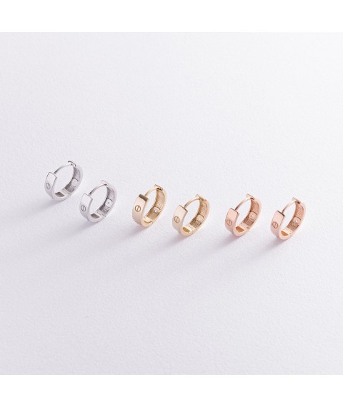 Earrings - rings "Love" in red gold s08180 Onyx