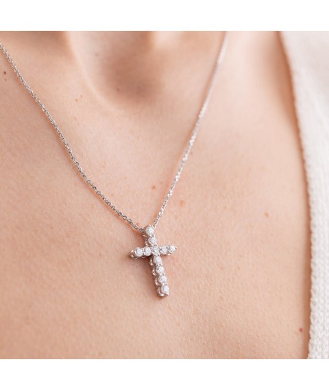 Gold necklace "Cross" with diamonds 118281121 Onyx 40