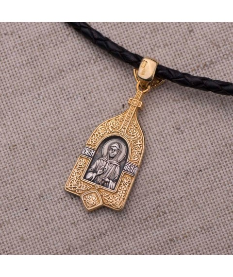 Silver pendant of the Mother of God with gold plated 131974 Onyx