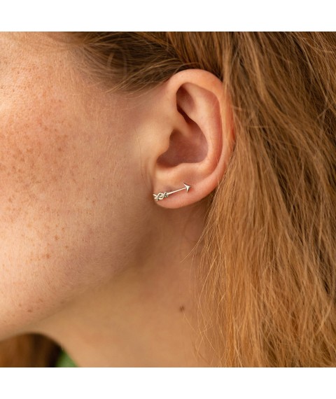 Earrings - studs "Love" in white gold s07673 Onyx