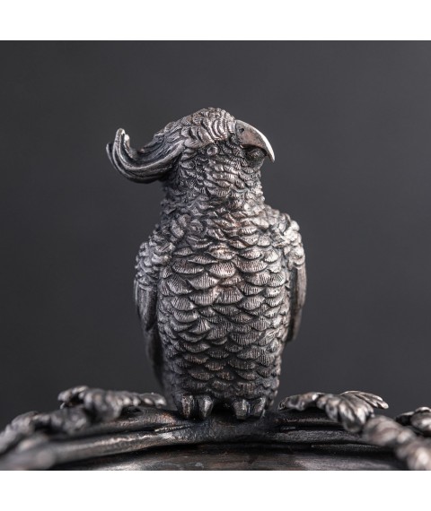 Срібна фігура з папугою ручної роботи 23120 Онікс
