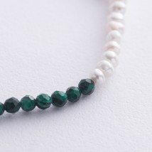 Silver bracelet "Pearls and malachite" on the leg 141660 Onix 26