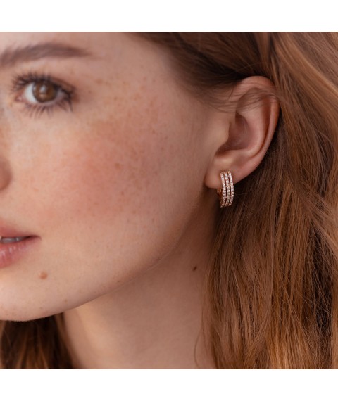 Gold earrings with diamonds 32962421 Onyx