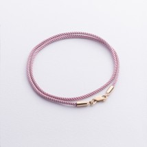 Шелковый розовый шнурок с гладкой золотой застежкой (2мм) кол02008 Онікс  40