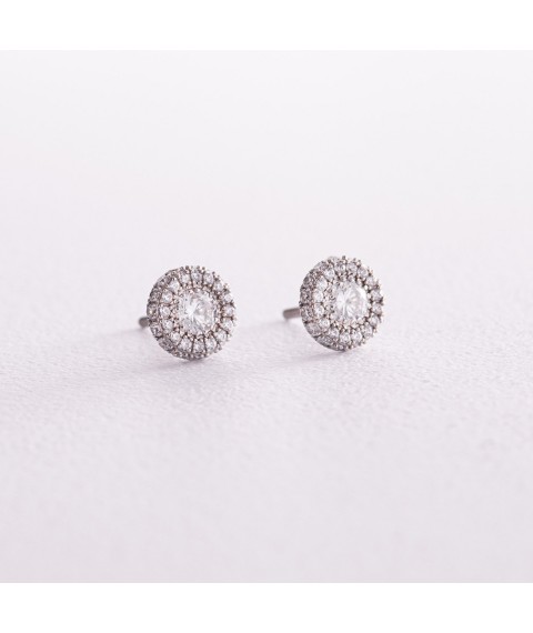 Silver earrings - studs with cubic zirconia 842 Onyx