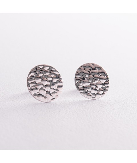 Earrings - studs "Theon" in white gold s07885 Onyx