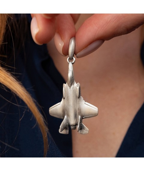 Pendant "Warplane - Fighter" in silver 133209 Onyx