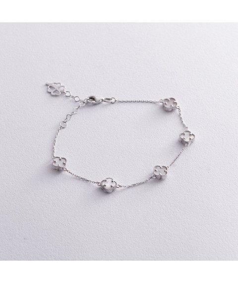 Bracelet "Clover" with mother-of-pearl (white gold) b05248 Onix 20