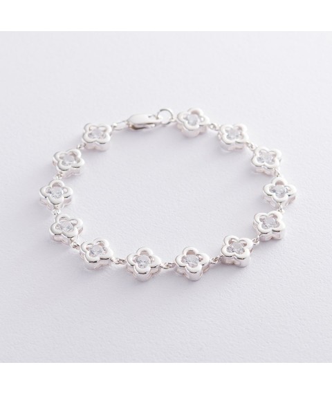 Silver bracelet "Clover" with cubic zirconia 141438 Onix 19