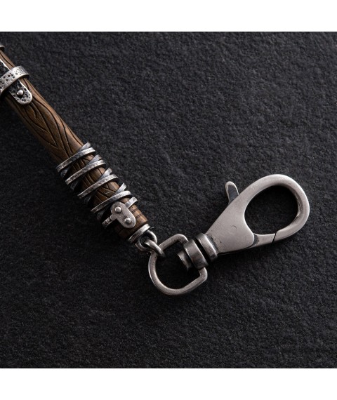 Silver keychain "Viking Hammer" with ebony 1116 Onyx
