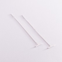 Срібні сережки - протяжки у стилі мінімалізм 123105 Онікс