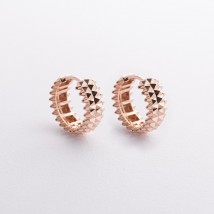 Серьги - кольца в красном золоте с09400 Онікс