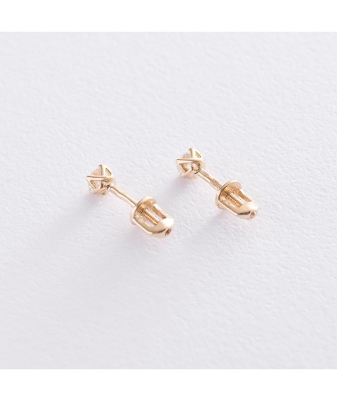 Gold stud earrings with cubic zirconia s03617 Onyx