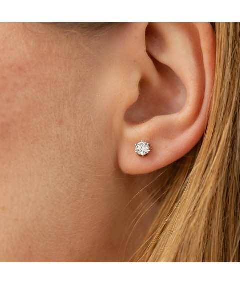 Earrings - studs with diamonds (white gold) 331491121 Onyx