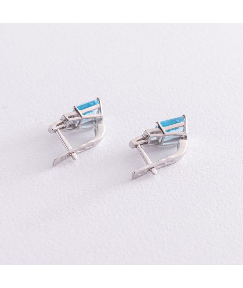 Silver earrings (cubic zirconia, quartz) 2094/1р-QSWB Onix