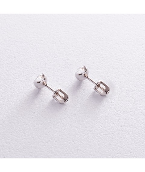Earrings - studs with cubic zirconia (white gold) s06155 Onyx