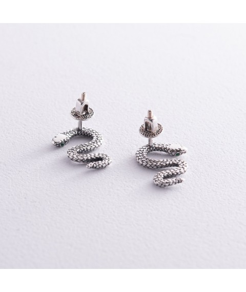 Срібні сережки - пусети "Змії" 40019 Онікс