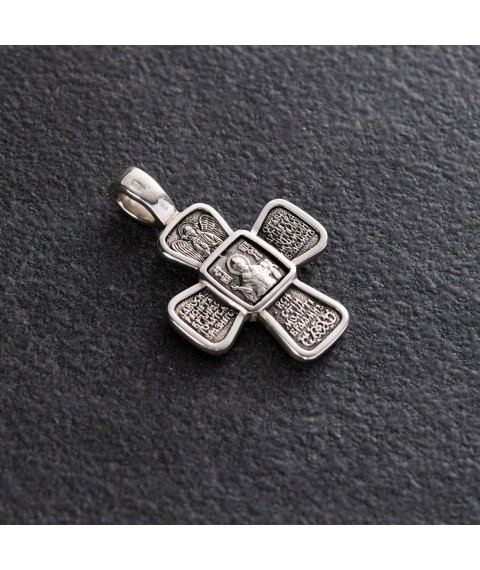 Православный серебряный крест "Распятие. Святой Николай" (чернение) 132493 Онікс