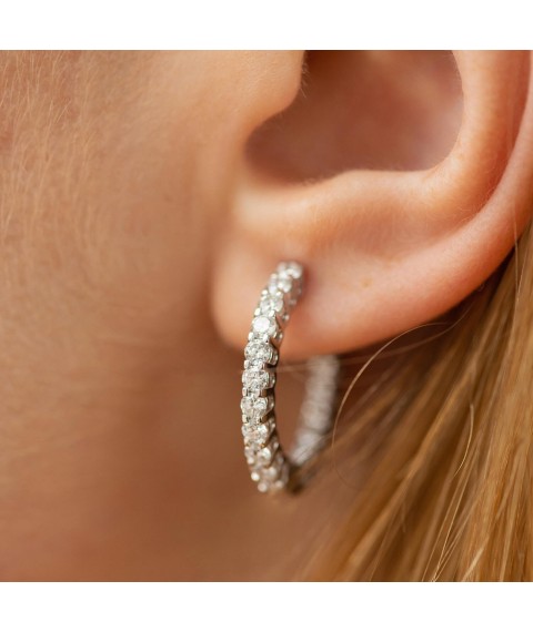 Серьги - кольца с бриллиантами (белое золото) 35021121 Онікс