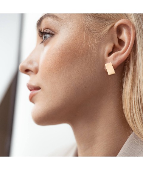 Gold earrings "Laconic" 470618 Onyx
