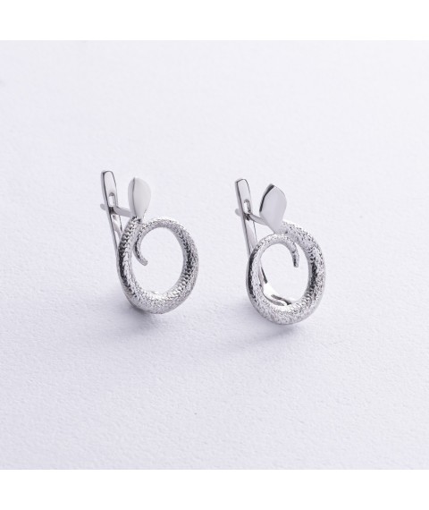 Silver earrings "Snakes" 902-01392 Onyx