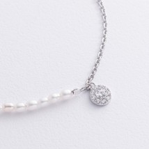 Серебряный браслет на ногу (культ. пресн. жемчуг, фианиты) 905-01603 Онікс 23