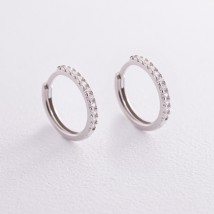 Серебряные серьги - кольца (фианиты) OR116411 Онікс