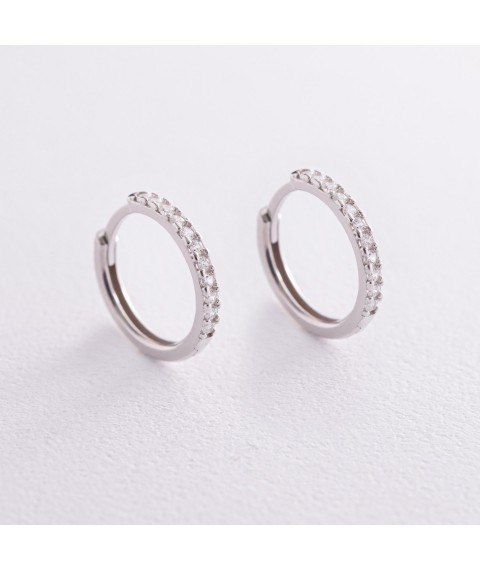 Silver earrings - rings (cubic zirconia) OR116411 Onyx
