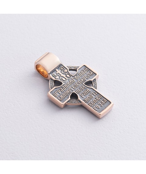 Gold cross with blackening "Celtic" p01852 Onyx