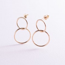 Stud earrings "Rings" in yellow gold s06988 Onyx