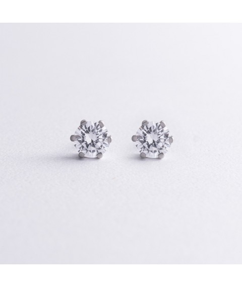 Earrings - studs with cubic zirconia (white gold) s08921 Onyx