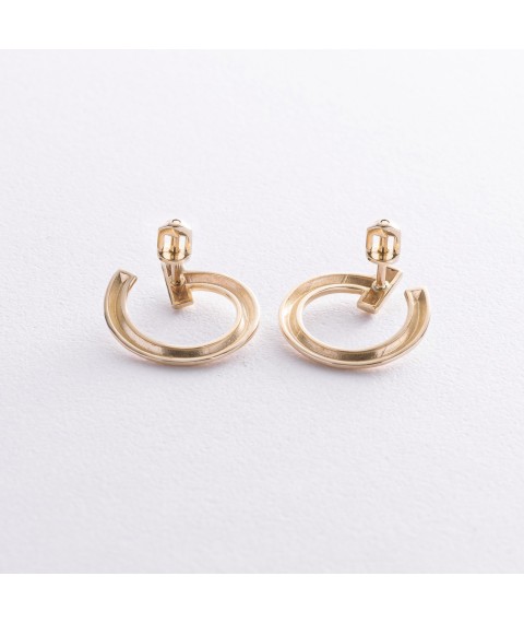 Earrings - studs "Evelyn" in yellow gold s08657 Onyx