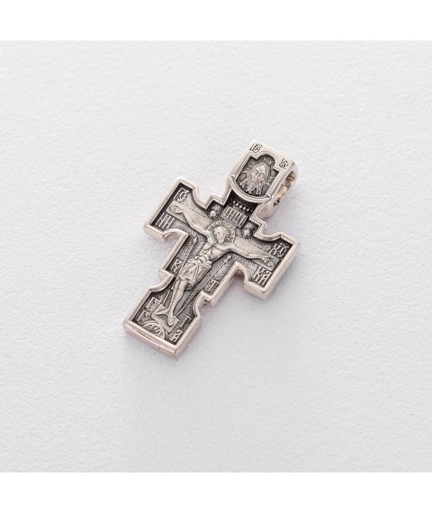 Срібний православний хрестик 131016 Онікс