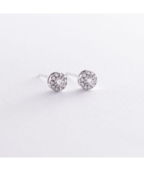 Earrings - studs in white gold (diamonds) E00091mi Onyx