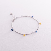 Bracelet "Ukrainian" in silver (blue and yellow cubic zirconia) 141610 Onyx 19
