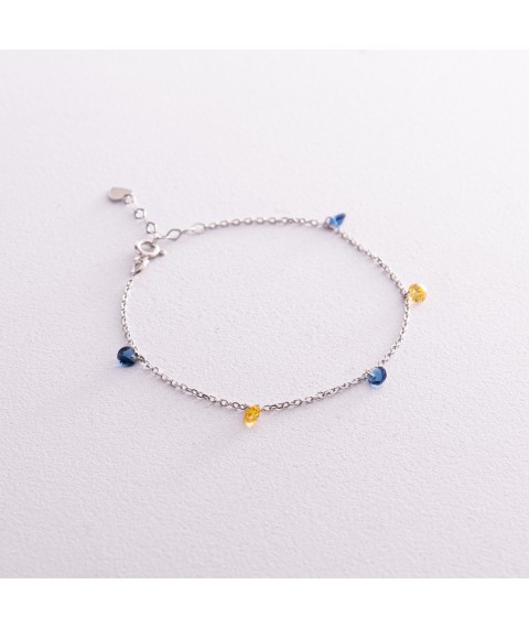 Bracelet "Ukrainian" in silver (blue and yellow cubic zirconia) 141610 Onyx 17