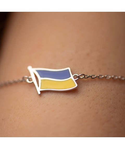 Bracelet "Flag of Ukraine" in silver (blue and yellow enamel) 141716 Onix 20
