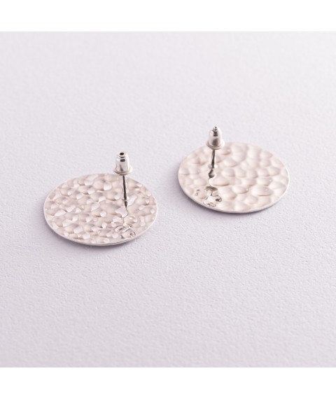 Silver earrings - studs "Teona" (2.6 cm) 123176 Onyx