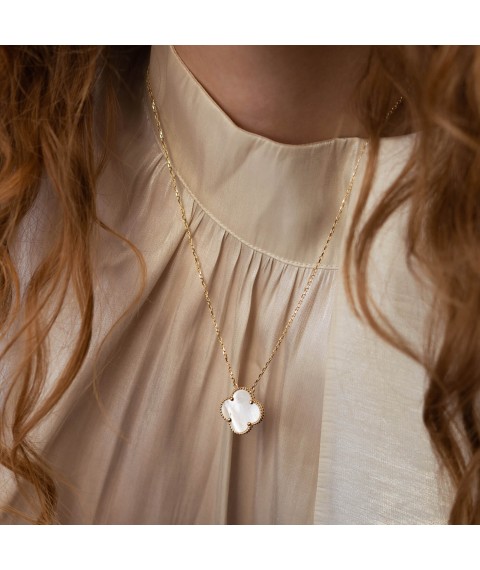 Necklace "Clover" in yellow gold (mother of pearl) count02381 Onix 50