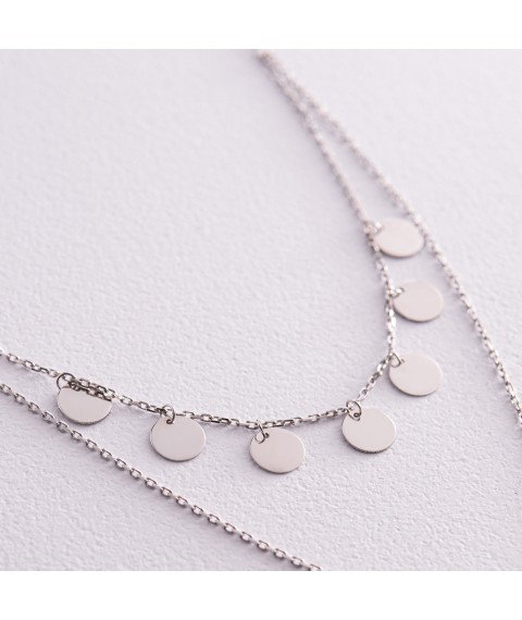 Double necklace - tie "Coins" in white gold count02283 Onix 42