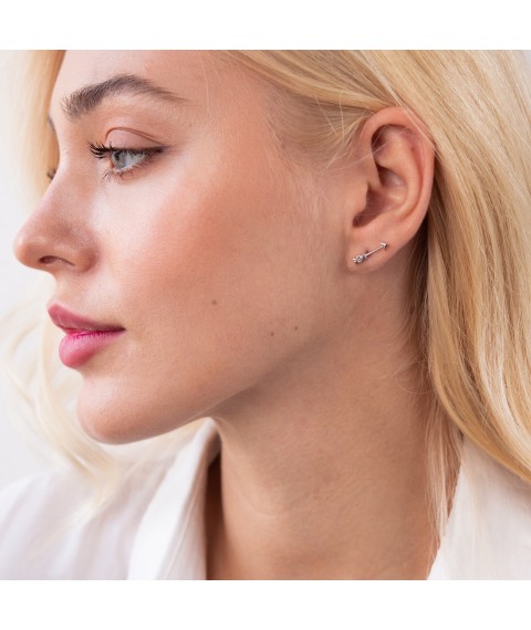 Earrings - studs "Kiss" in white gold s07674 Onyx