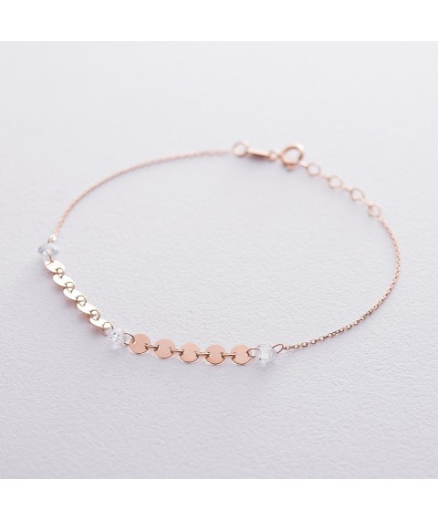Gold bracelet Coins with cubic zirconia b04287 Onix 19