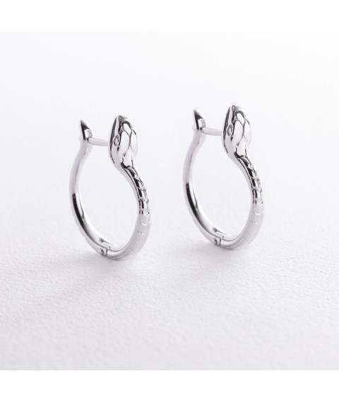 Earrings "Snakes" in white gold s08486 Onyx