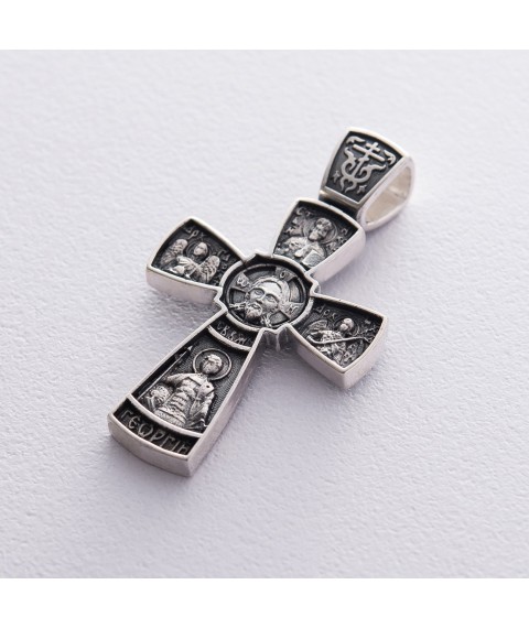 Срібний православний хрест з чорнінням 132558 Онікс