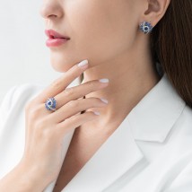 Gold earrings (diamonds, sapphires) MR15463Egm Onyx