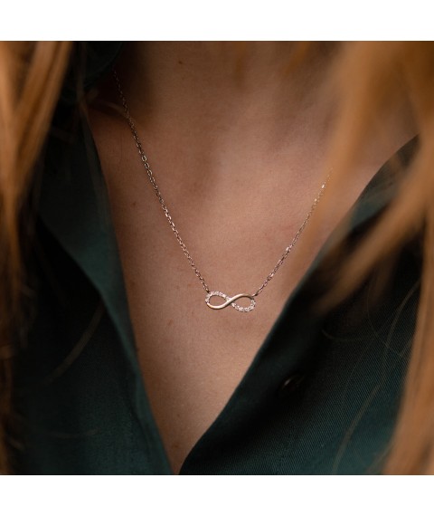 Silver necklace "Infinity" 181026 Onix 42